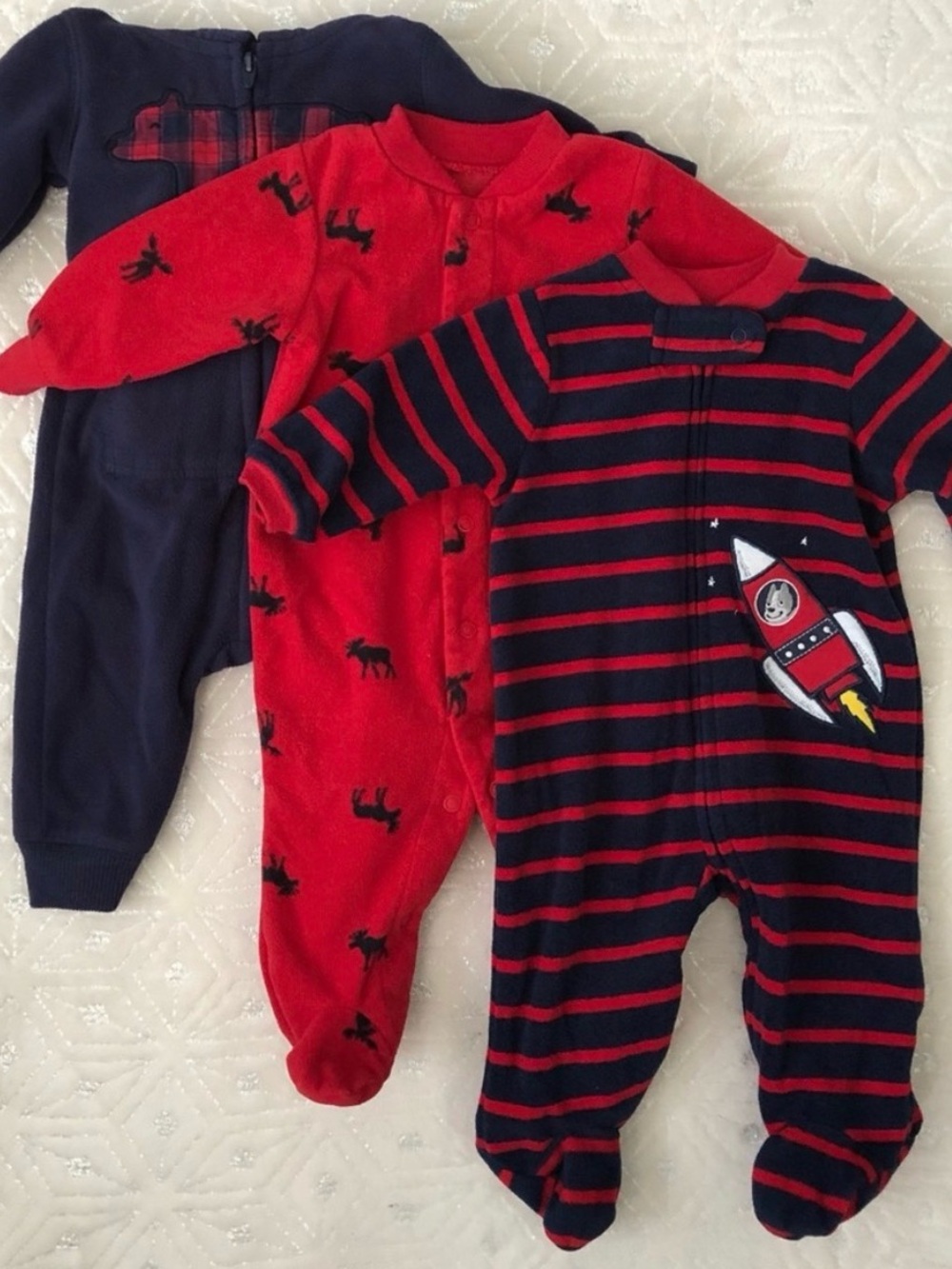 Carter’s & Little Me 3-Piece Baby Sleeper Bundle 3M Fleece Footed Pajamas